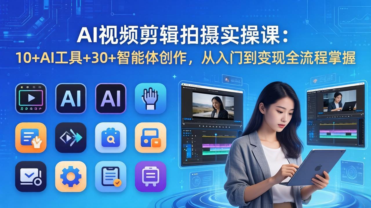 （17818期）AI 视频剪辑拍摄实操课：10+AI工具+30+智能体创作，从入门到变现全流程掌握-低成本创业项目大全｜短视频带货+AI副业变现｜知行创业网