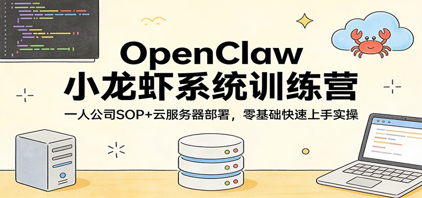 OpenClaw小龙虾系统训练营：一人公司SOP，云服务器部署，零基础快速上手实操-低成本创业项目大全｜短视频带货+AI副业变现｜知行创业网