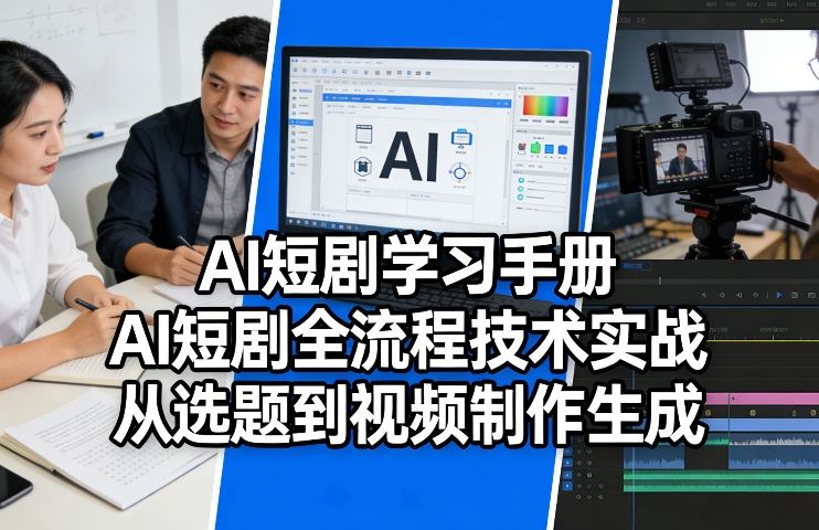 AI短剧学习手册，AI短剧全流程技术实战，从选题到视频制作生成-低成本创业项目大全｜短视频带货+AI副业变现｜知行创业网