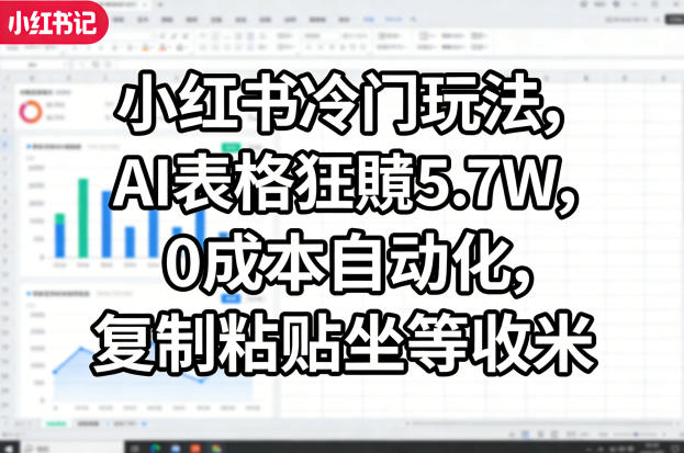 小红书冷门玩法，AI表格狂賺5.7W，0成本自动化，复制粘贴坐等收米-低成本创业项目大全｜短视频带货+AI副业变现｜知行创业网