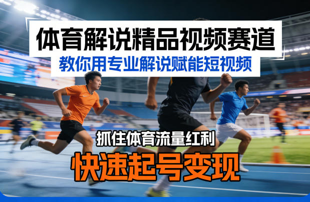 体育解说精品视频赛道，教你用专业解说赋能短视频，抓住体育流量红利，快速起号变现-低成本创业项目大全｜短视频带货+AI副业变现｜知行创业网