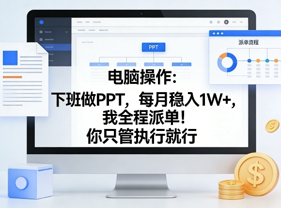 电脑操作：下班做PPT，每月稳入1W+，我全程派单！你只管执行就行【揭秘】-低成本创业项目大全｜短视频带货+AI副业变现｜知行创业网