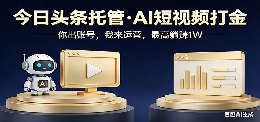 头条号AI托管，我提供作品，你提供账号，每天5分钟发布，小白躺赚3000+-低成本创业项目大全｜短视频带货+AI副业变现｜知行创业网