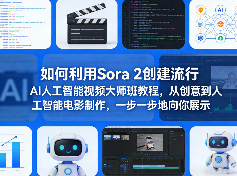 如何利用Sora 2创建流行AI人工智能视频大师班教程，从创意到人工智能电影制作，一步一步地向你展示-低成本创业项目大全｜短视频带货+AI副业变现｜知行创业网