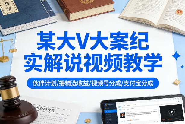 某大V大案纪实解说视频教学，可做伙伴计划、撸精选收益，视频号和支付宝分成计划均可-低成本创业项目大全｜短视频带货+AI副业变现｜知行创业网