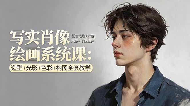 (17967期)写实肖像绘画系统课:造型+光影+色彩+构图全套教学,配套笔刷+示范+作业点评-低成本创业项目大全|短视频带货+AI副业变现|知行创业网