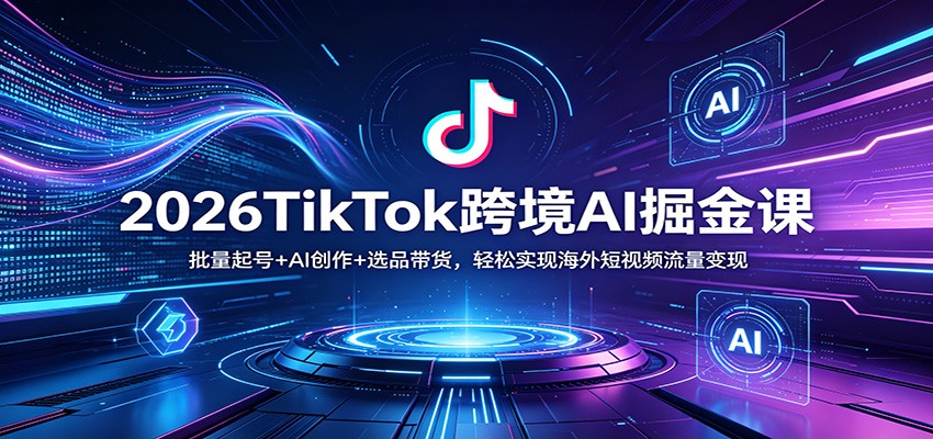 2026TikTok跨境AI掘金课：批量起号+AI创作+选品带货，轻松实现海外短视频流量变现-低成本创业项目大全｜短视频带货+AI副业变现｜知行创业网