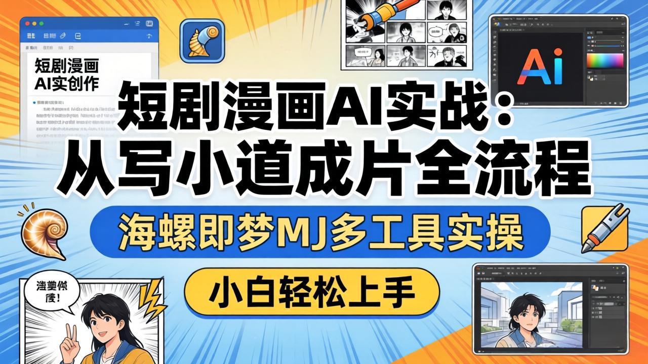 （17945期）短剧漫画AI实战：从写小说到成片全流程，海螺即梦MJ多工具实操，小白轻松上手-低成本创业项目大全｜短视频带货+AI副业变现｜知行创业网