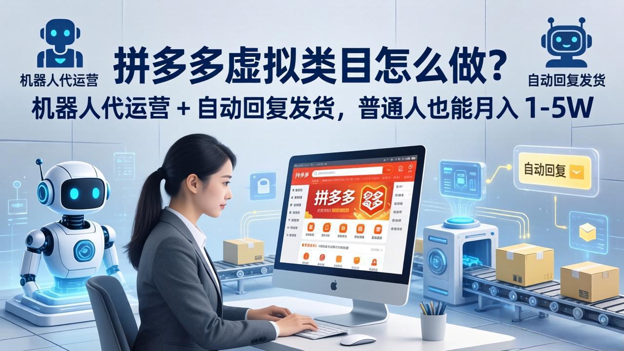 （18111期）拼多多虚拟类目怎么做？机器人代运营 + 自动回复发货，普通人也能月入 1-5W-低成本创业项目大全｜短视频带货+AI副业变现｜知行创业网