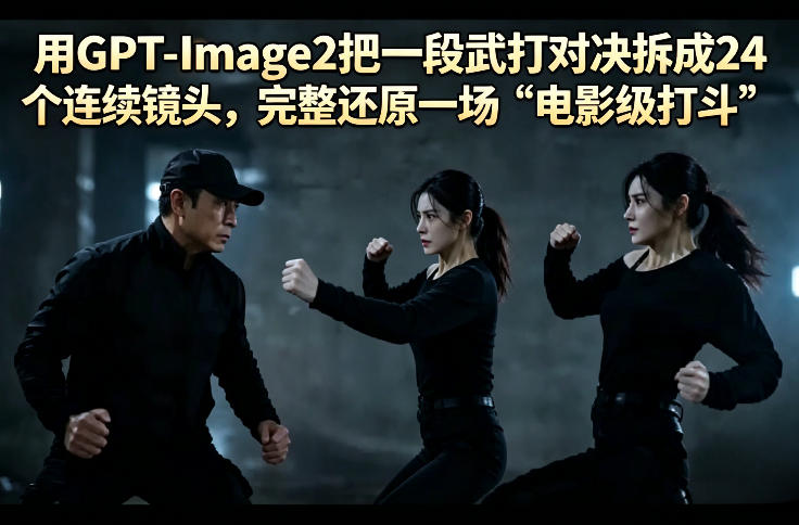 用GPT-Image2把一段武打对决拆成24个连续镜头，完整还原一场“电影级打斗”-低成本创业项目大全｜短视频带货+AI副业变现｜知行创业网