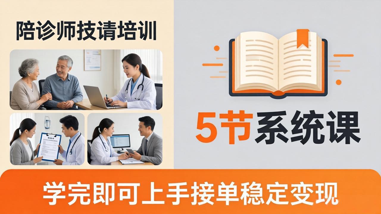 （18116期）想做陪诊师不知从何下手？5节系统课教你掌握核心技能，学完即可上手接单稳定变现-低成本创业项目大全｜短视频带货+AI副业变现｜知行创业网