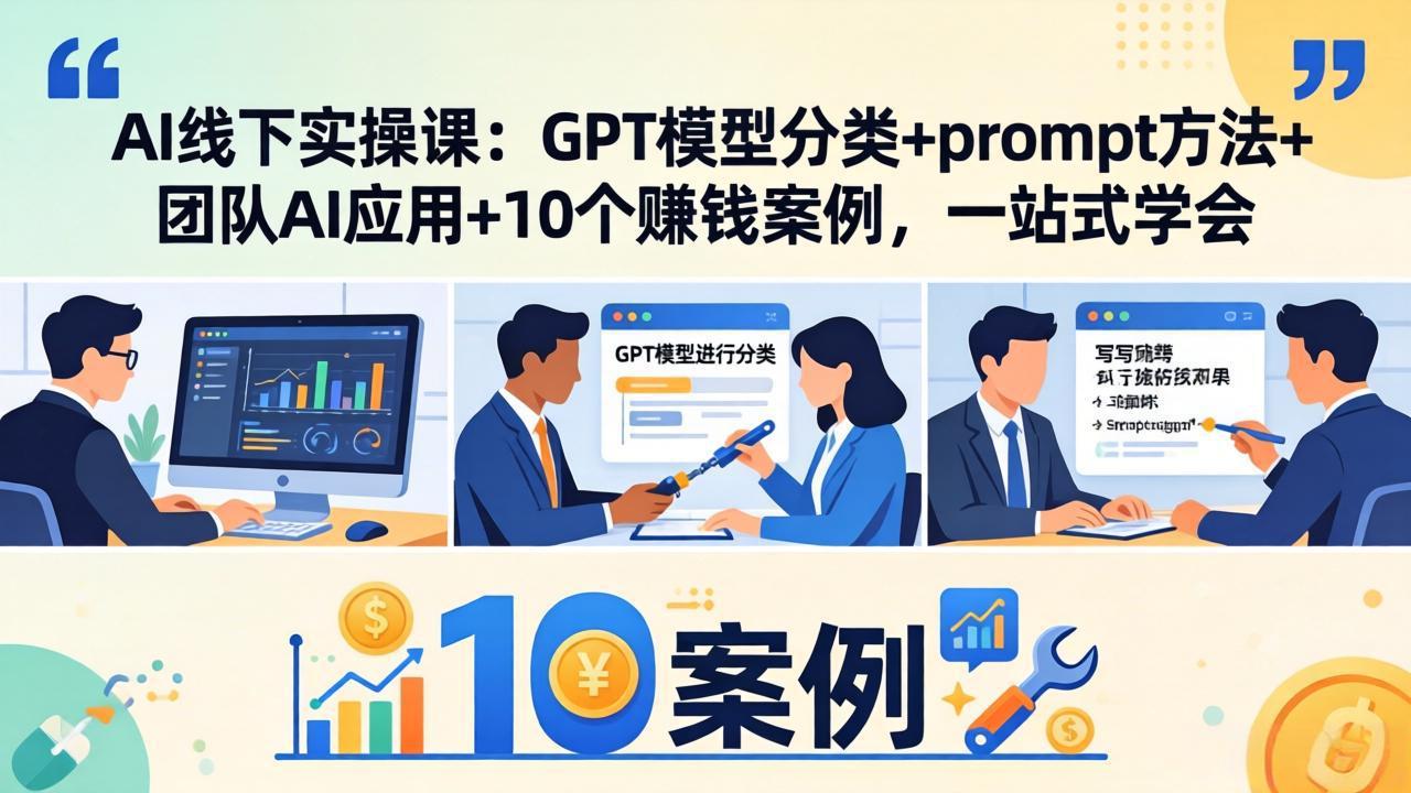(18017期)AI线下实操课:GPT模型分类+prompt方法+团队AI应用+10个赚钱案例,一站式学会-低成本创业项目大全|短视频带货+AI副业变现|知行创业网