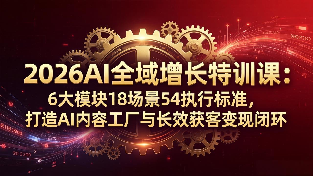 （18103期）2026AI全域增长特训课：6大模块18场景54执行标准，打造AI内容工厂与长效获客变现闭环-低成本创业项目大全｜短视频带货+AI副业变现｜知行创业网