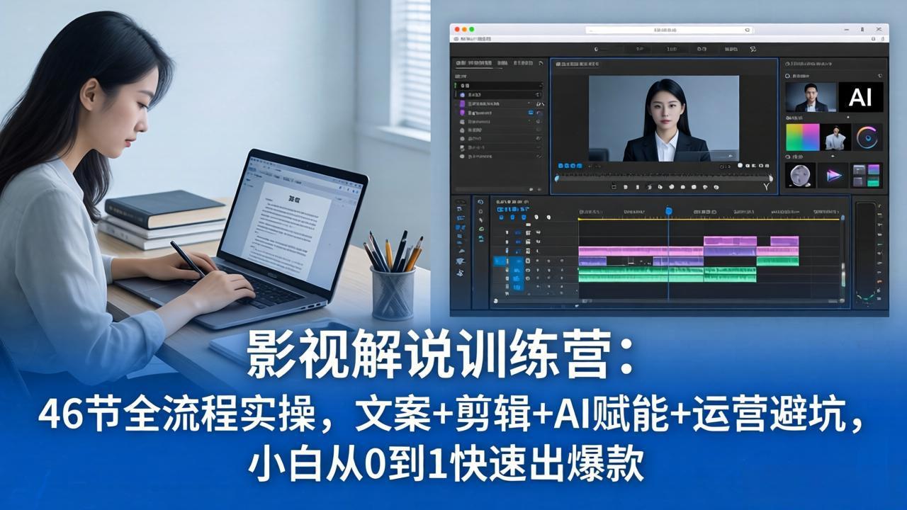 （18053期）影视解说特训营：46节全流程实操，文案+剪辑+AI赋能+运营避坑，小白从0到1快速出爆款-低成本创业项目大全｜短视频带货+AI副业变现｜知行创业网