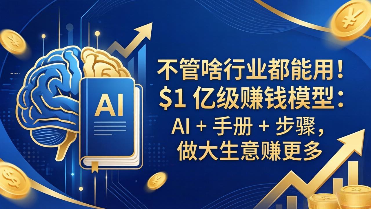 （18055期）不管啥行业都能用！$1 亿级赚钱模型：AI + 手册 + 步骤，做大生意赚更多-低成本创业项目大全｜短视频带货+AI副业变现｜知行创业网