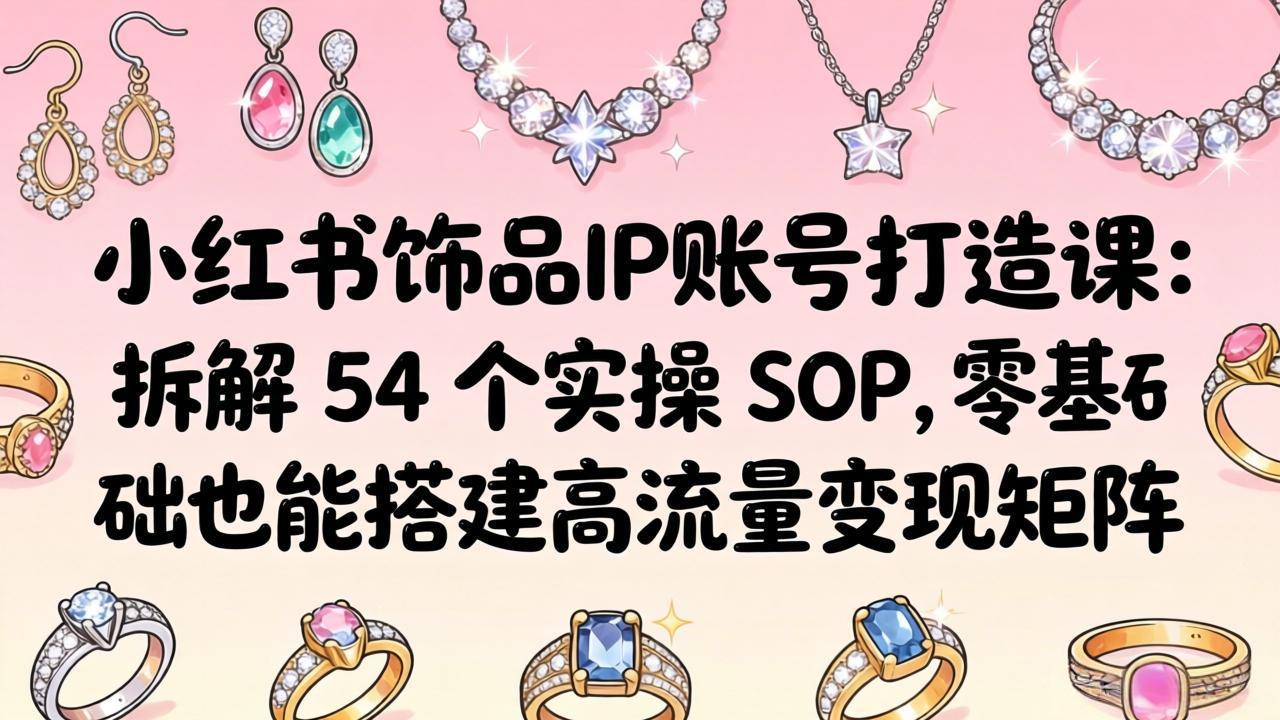 （18101期）小红书饰品IP账号打造课：拆解 54 个实操 SOP，零基础也能搭建高流量变现矩阵-低成本创业项目大全｜短视频带货+AI副业变现｜知行创业网