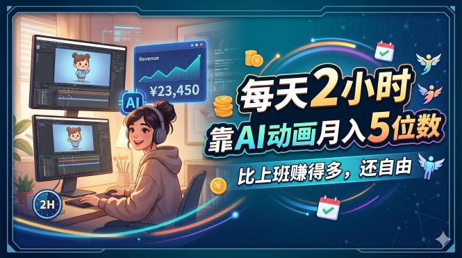 （18051期）每天 2 小时，靠 AI 动画月入 5 位数，比上班赚得多，还自由-低成本创业项目大全｜短视频带货+AI副业变现｜知行创业网