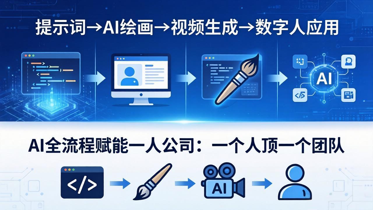 （18265期）AI全流程赋能一人公司：提示词、绘画、视频、数字人、编程，一个人顶一个团队-低成本创业项目大全｜短视频带货+AI副业变现｜知行创业网