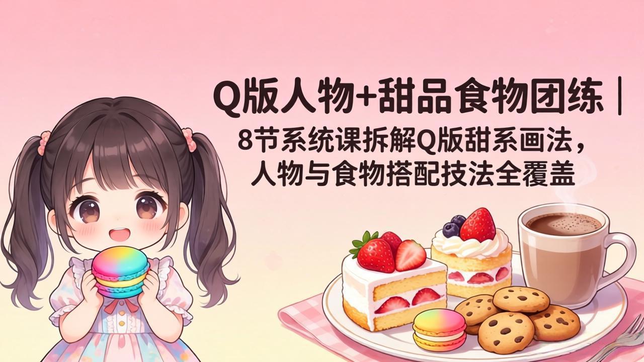 （18037期）Q版人物+甜品食物团练｜8节系统课拆解Q版甜系画法，人物与食物搭配技法全覆盖-低成本创业项目大全｜短视频带货+AI副业变现｜知行创业网