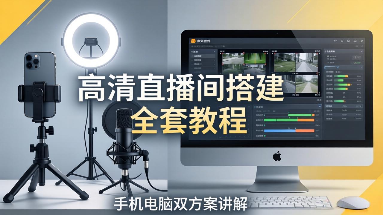 （18104期）高清直播间搭建全套教程，手机电脑双方案讲解，设备选型调试多机位实操教学-低成本创业项目大全｜短视频带货+AI副业变现｜知行创业网