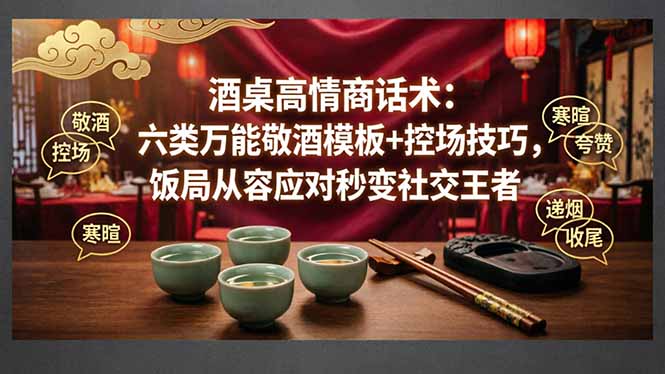 (18020期)付费文章:酒桌高情商话术:六类万能敬酒模板+控场技巧,饭局从容应对秒变社交王者-低成本创业项目大全|短视频带货+AI副业变现|知行创业网