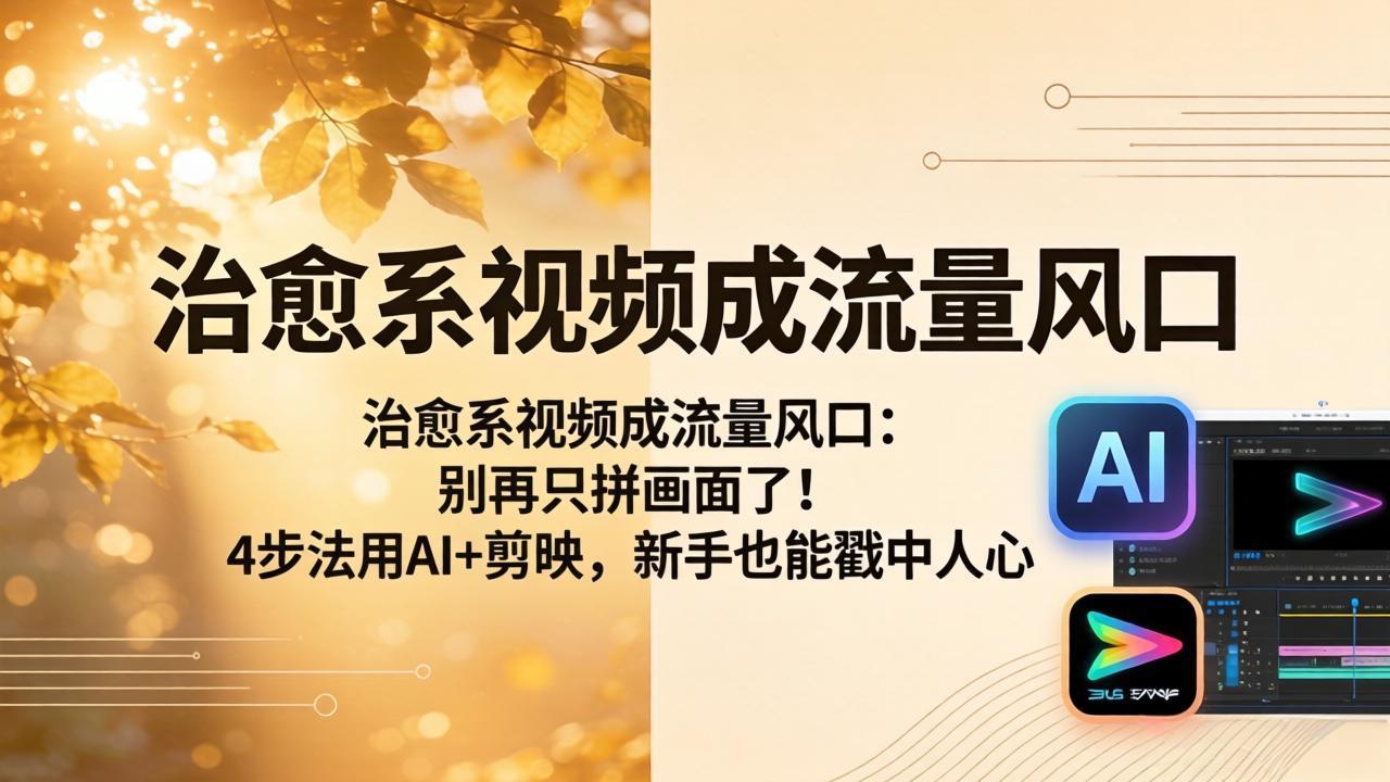（18219期）治愈系视频成流量风口：别再只拼画面了！4步法用AI+剪映，新手也能戳中人心-低成本创业项目大全｜短视频带货+AI副业变现｜知行创业网