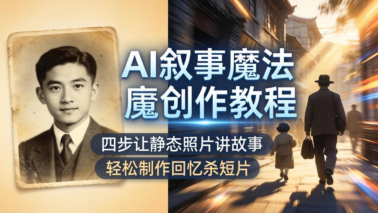 （18208期）AI叙事魔法创作教程，四步让静态照片讲故事，老照片修复加动态特效，轻松制作回忆杀短片-低成本创业项目大全｜短视频带货+AI副业变现｜知行创业网