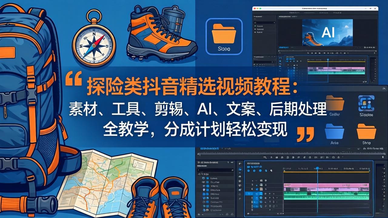 （17994期）探险类抖音精选视频教程：素材、工具、剪辑、AI、文案、后期处理全教学，分成计划轻松变现-低成本创业项目大全｜短视频带货+AI副业变现｜知行创业网