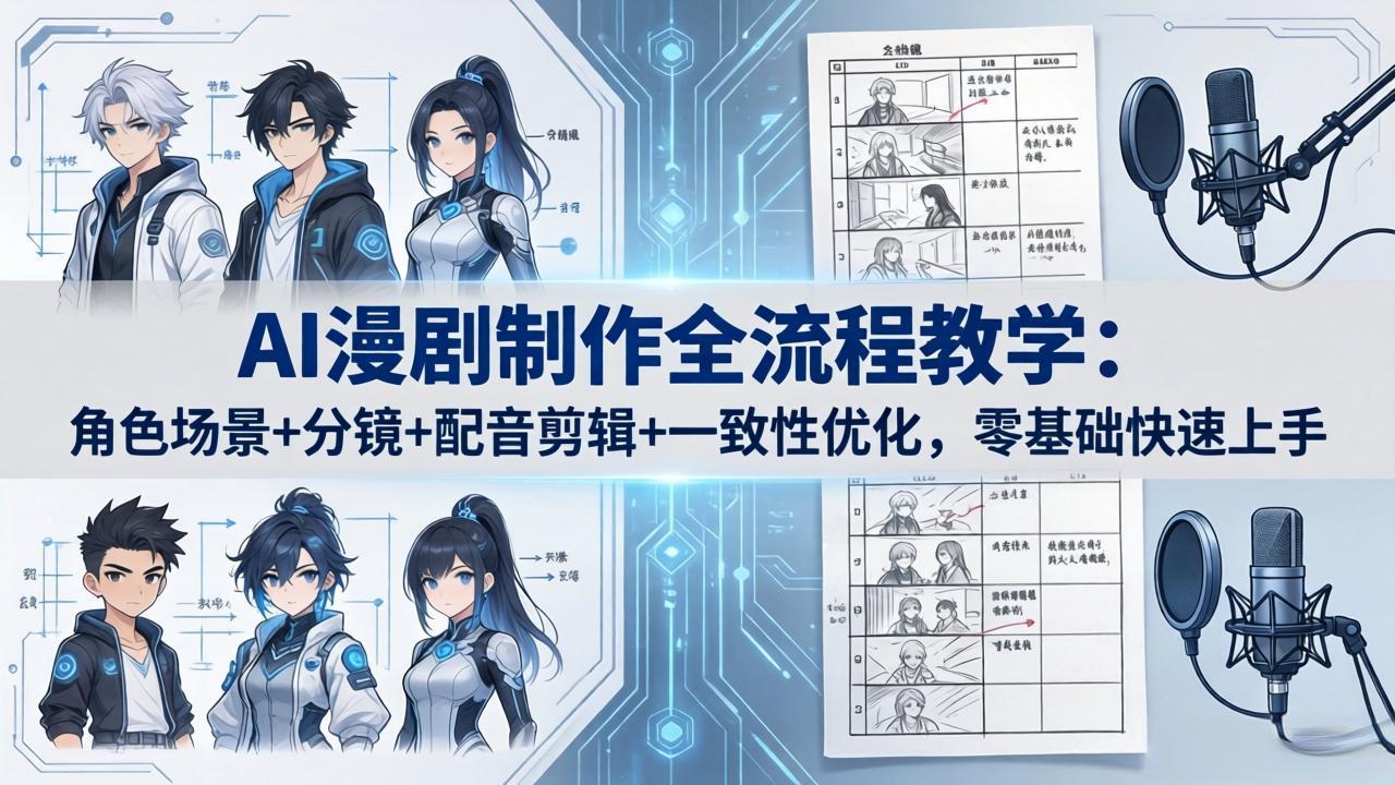（18090期）AI漫剧制作全流程教学：角色场景+分镜+配音剪辑+一致性优化，零基础快速上手-低成本创业项目大全｜短视频带货+AI副业变现｜知行创业网