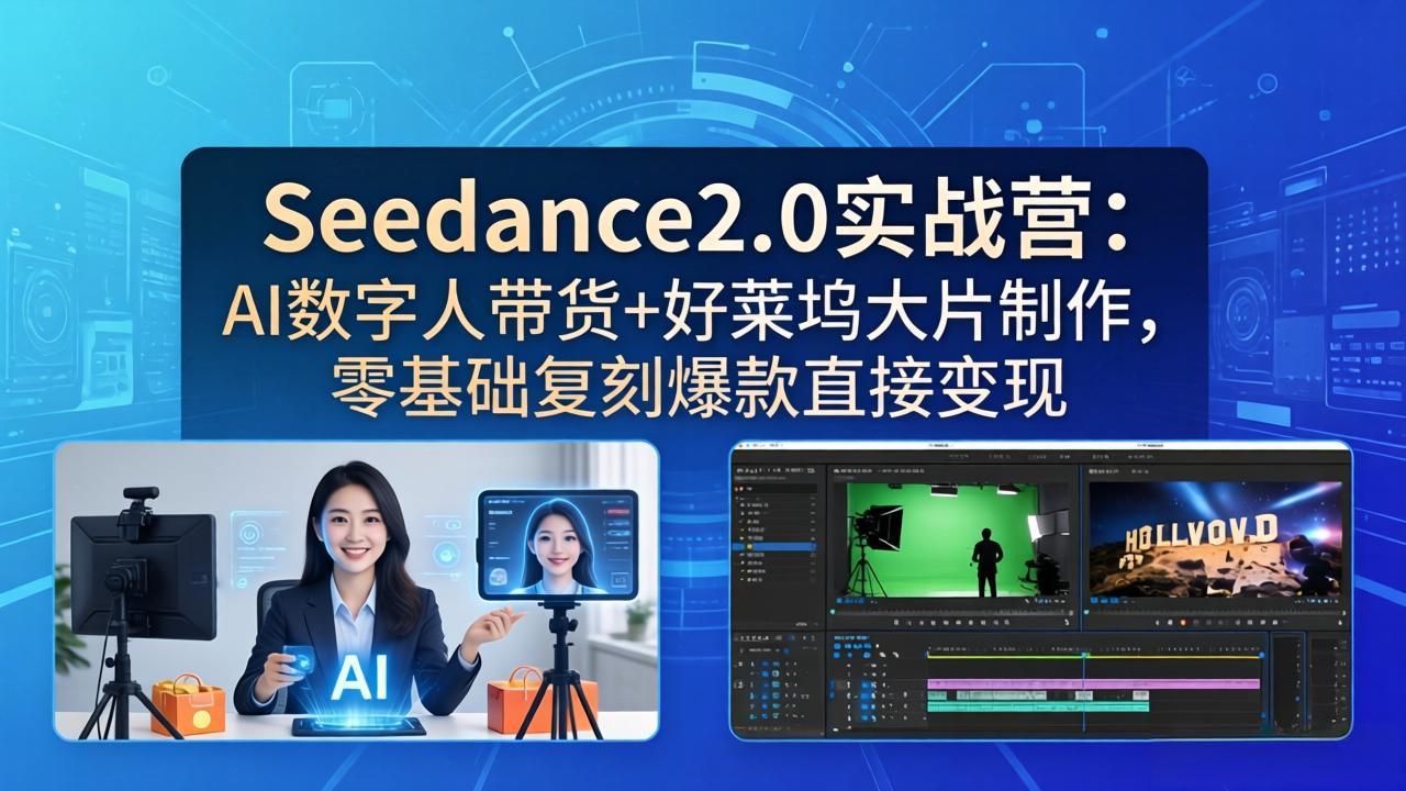 （18238期）Seedance2.0实战营：AI数字人带货+好莱坞大片制作，零基础复刻爆款直接变现-低成本创业项目大全｜短视频带货+AI副业变现｜知行创业网