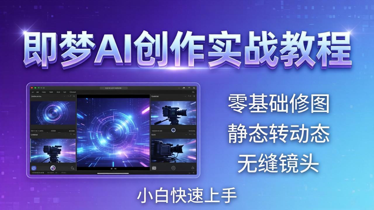 （18196期）即梦AI创作实战教程，从零基础修图到AI导演，实战教学静态转动态+无缝镜头，小白快速上手-低成本创业项目大全｜短视频带货+AI副业变现｜知行创业网