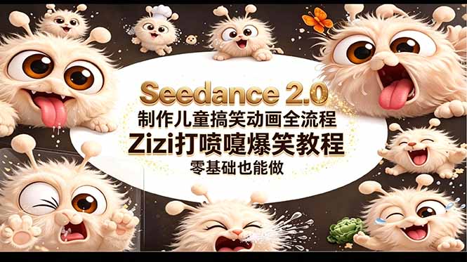 （18211期）Seedance 2.0 制作儿童搞笑动画全流程Zizi打喷嚏爆笑教程｜零基础也能做-低成本创业项目大全｜短视频带货+AI副业变现｜知行创业网