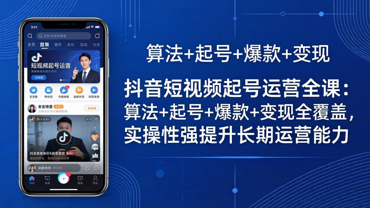 （18071期）抖音短视频起号运营全课：算法+起号+爆款+变现全覆盖，实操性强提升长期运营能力-低成本创业项目大全｜短视频带货+AI副业变现｜知行创业网