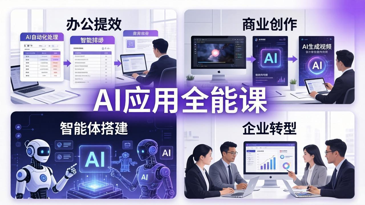 （18042期）AIGC 应用师全能课-更新：办公提效、商业创作、智能体搭建、企业转型，一站式学会AI应用-低成本创业项目大全｜短视频带货+AI副业变现｜知行创业网