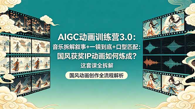 （18244期）AIGC动画训练营3.0：音乐拆解叙事+一镜到底+口型匹配：国风获奖IP动画如何炼成？这套课全拆解-低成本创业项目大全｜短视频带货+AI副业变现｜知行创业网