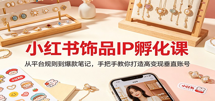 小红书饰品IP孵化课：从平台规则到爆款笔记，手把手教你打造高变现垂直账号-低成本创业项目大全｜短视频带货+AI副业变现｜知行创业网