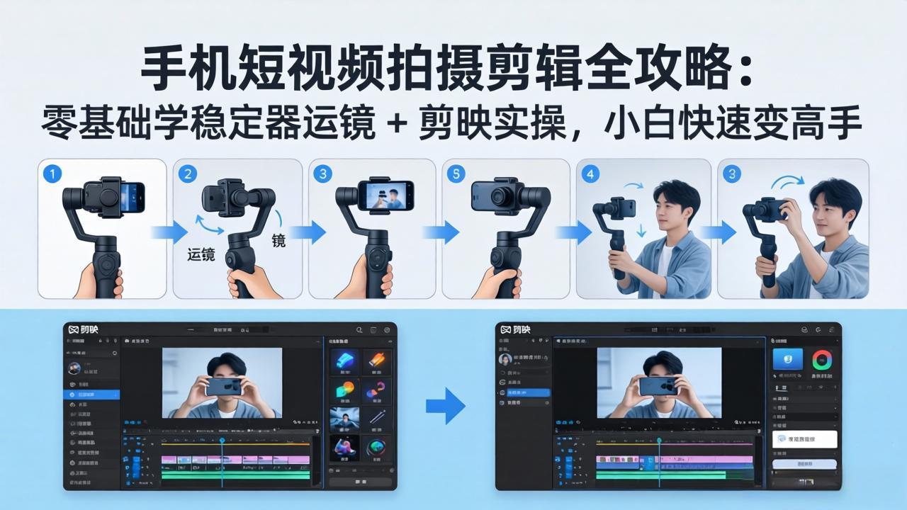 （18003期）手机短视频拍摄剪辑全攻略：零基础学稳定器运镜 + 剪映实操，小白快速变高手-低成本创业项目大全｜短视频带货+AI副业变现｜知行创业网