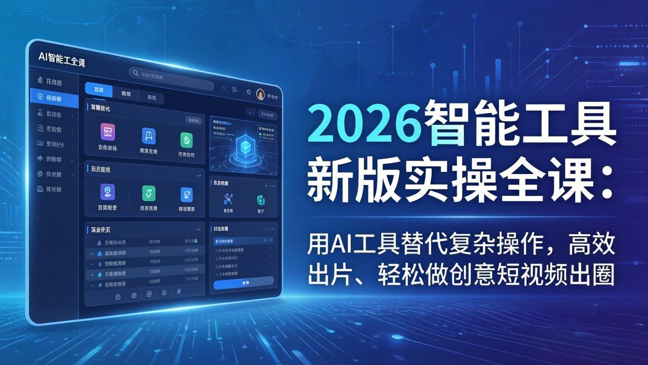 （18005期）2026智能工具新版实操全课：用AI工具替代复杂操作，高效出片、轻松做创意短视频出圈-低成本创业项目大全｜短视频带货+AI副业变现｜知行创业网