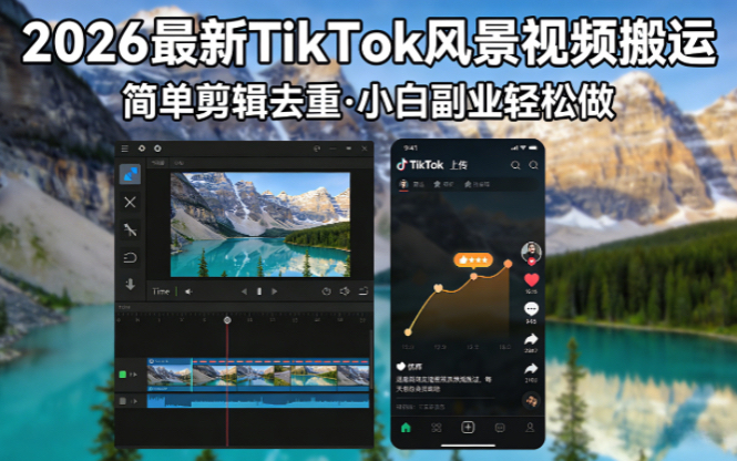 （18001期）2026最新TikTok风景视频搬运简单剪辑去重小白副业月入 8000-低成本创业项目大全｜短视频带货+AI副业变现｜知行创业网