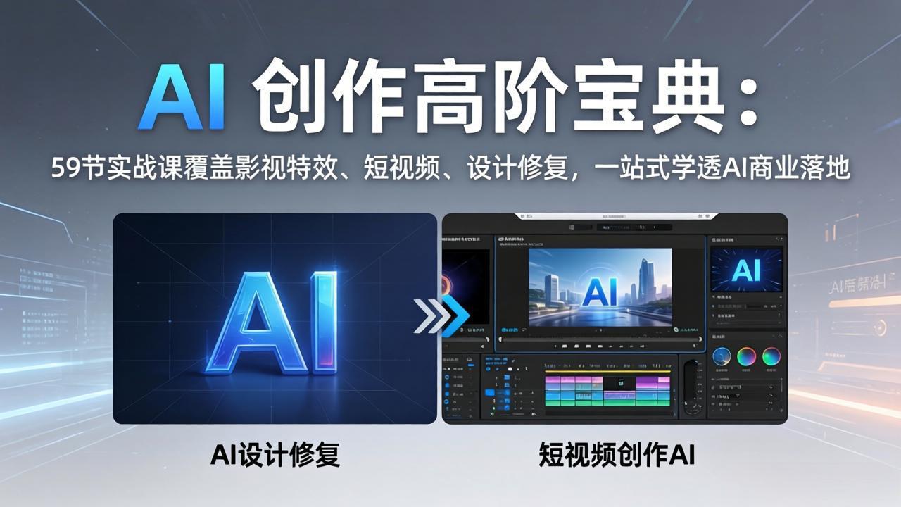 (17887期)AI 创作高阶宝典:59节实战课覆盖影视特效、短视频、设计修复,一站式学透AI商业落地-低成本创业项目大全|短视频带货+AI副业变现|知行创业网