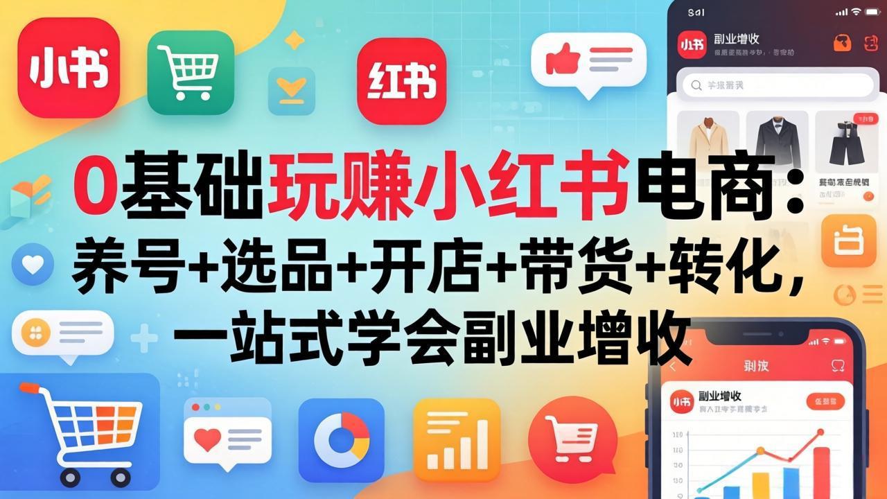 （17949期）0基础玩赚小红书电商：养号+选品+开店+带货+转化，一站式学会副业增收-低成本创业项目大全｜短视频带货+AI副业变现｜知行创业网