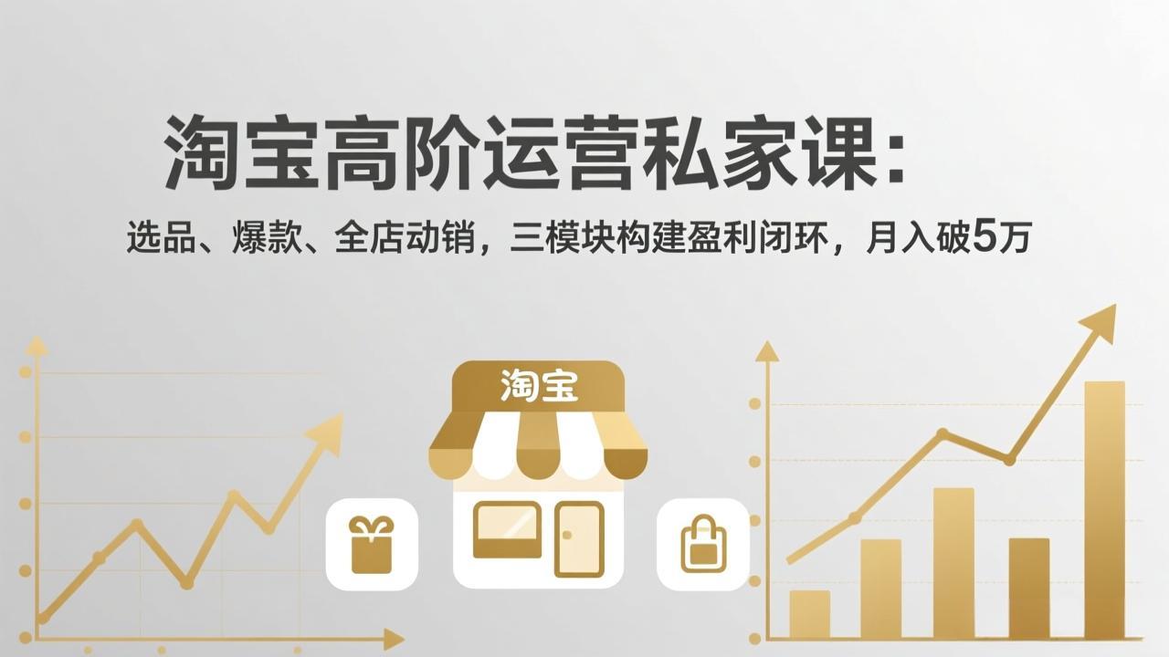 （18095期）淘宝高阶运营私家课（更新26年4月18）：选品、爆款、全店动销，三模块构建盈利闭环，月入破5万-低成本创业项目大全｜短视频带货+AI副业变现｜知行创业网