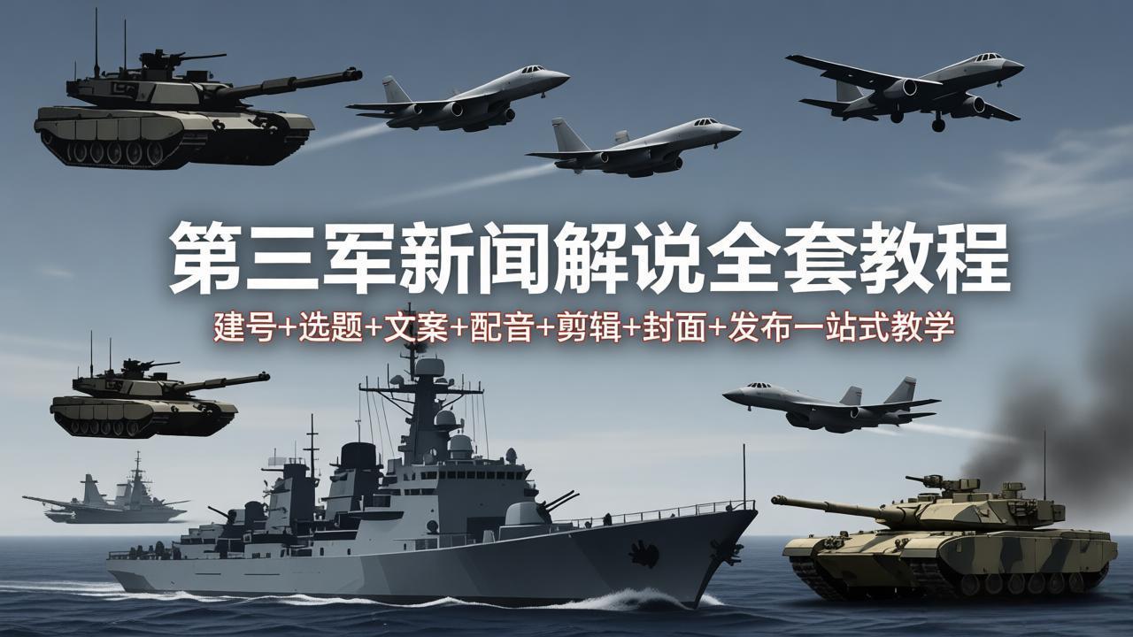 （18081期）第三军迷新闻解说全套教程：建号+选题+文案+配音+剪辑+封面+发布一站式教学-低成本创业项目大全｜短视频带货+AI副业变现｜知行创业网