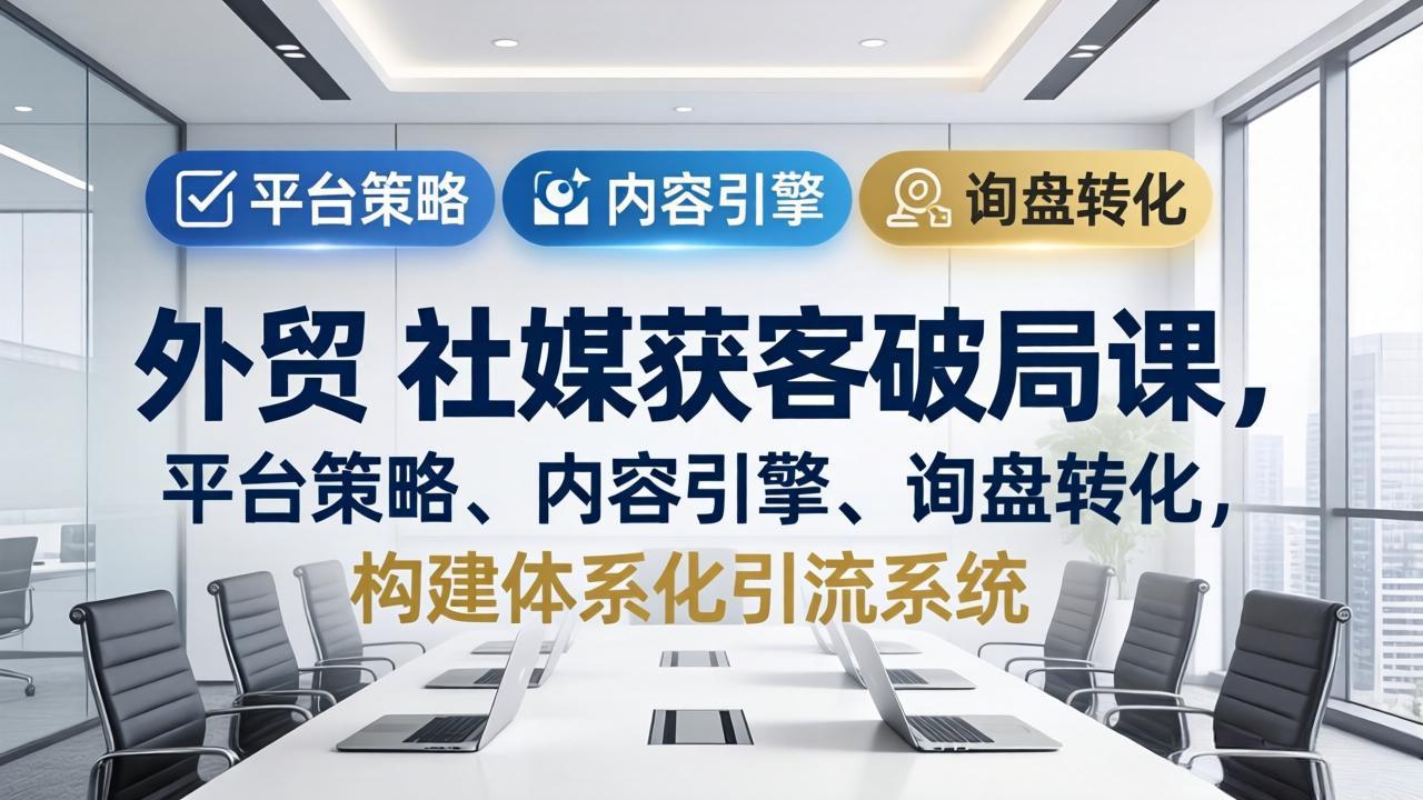 （17901期）外贸 社媒获客破局课，平台策略、内容引擎、询盘转化，构建体系化引流系统（更新26年3月）-低成本创业项目大全｜短视频带货+AI副业变现｜知行创业网