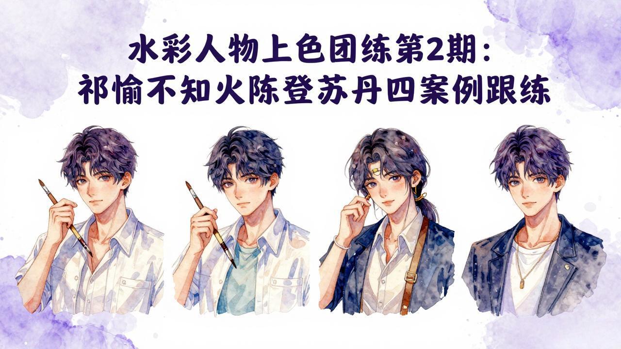 （17954期）水彩人物上色团练第2期：祁煜不知火陈登苏丹四案例跟练，手把手提升绘画能力-低成本创业项目大全｜短视频带货+AI副业变现｜知行创业网