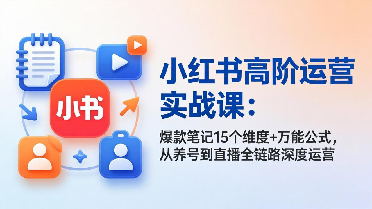 （17844期）小红书高阶运营实战课：爆款笔记15个维度+万能公式，从养号到直播全链路深度运营-低成本创业项目大全｜短视频带货+AI副业变现｜知行创业网