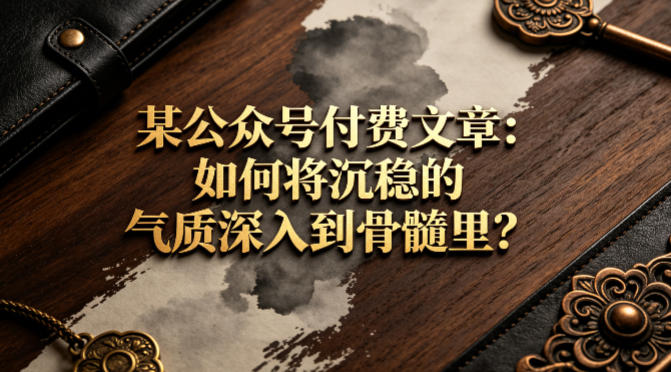 某公众号付费文章:如何将沉稳的气质深入到骨髓里?-低成本创业项目大全|短视频带货+AI副业变现|知行创业网