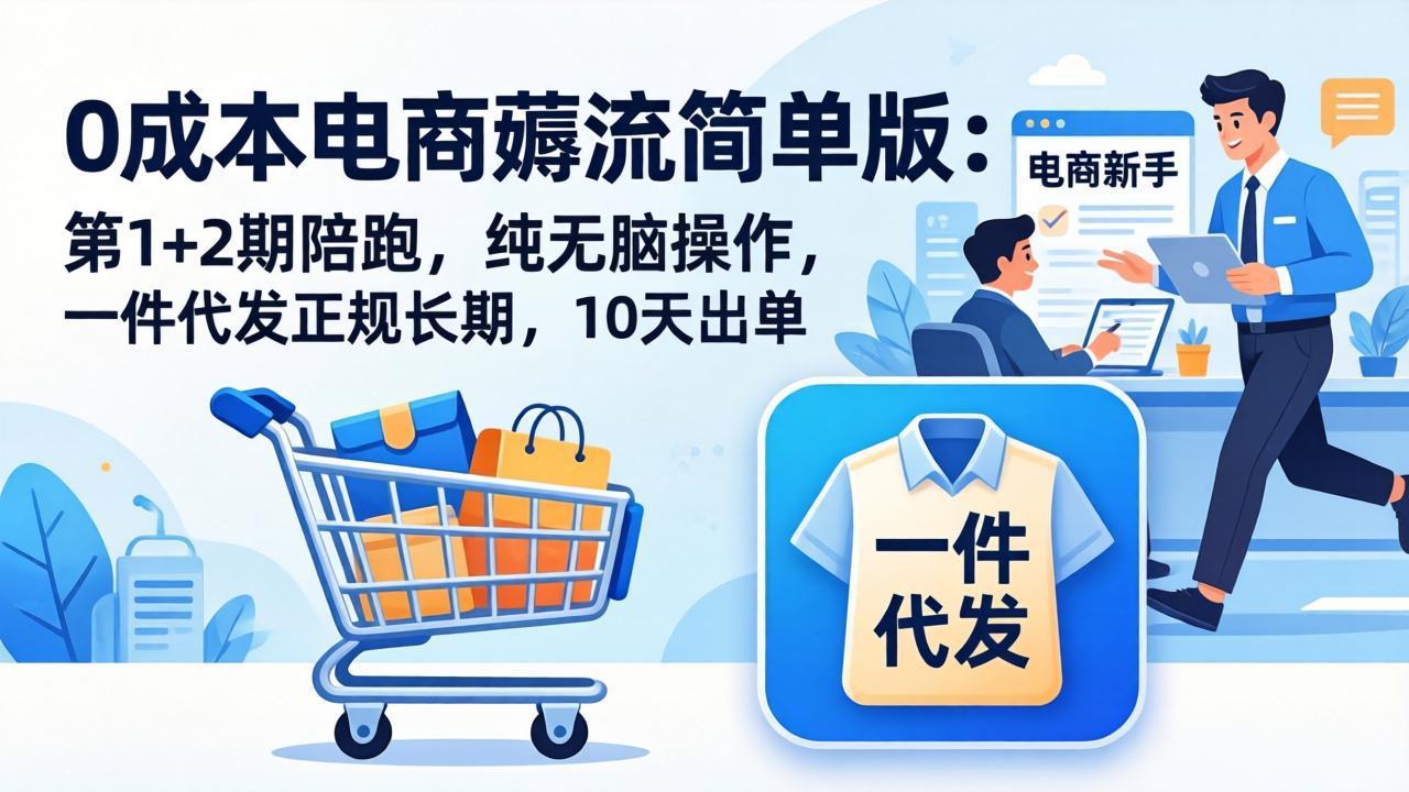 （17880期）0成本电商薅流简单版：第1+2期陪跑，纯无脑操作，一件代发正规长期，10天出单-低成本创业项目大全｜短视频带货+AI副业变现｜知行创业网