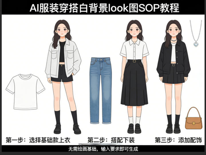 AI服装穿搭白背景look图SOP教程，不用会画画，提几句具体要求，AI就能还你一个奇迹-低成本创业项目大全｜短视频带货+AI副业变现｜知行创业网