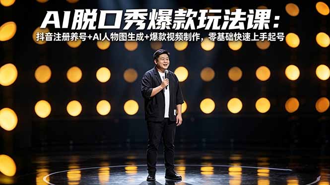 (18012期)AI脱口秀爆款玩法课:抖音注册养号+AI人物图生成+爆款视频制作,零基础快速上手起号-低成本创业项目大全|短视频带货+AI副业变现|知行创业网